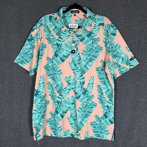 Bad Birdies Floral Golf Performance Polo Shirt - Men's Size XL - Green